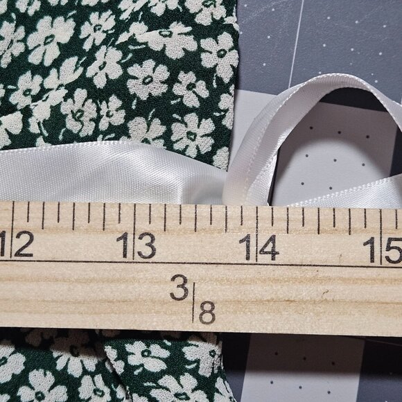 Reformation Green White Floral Wrap Dress Tie Sleeves Lightweight Women's Size S - Picture 13 of 15
